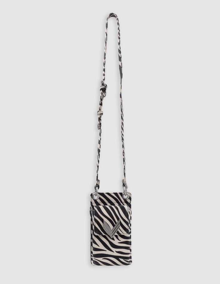 Telefoonhoes 111 ecru canvas zebrapatroon Dames-3 Telefoonhoes 111 ecru canvas zebrapatroon Dames-3
