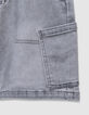 Grey denim Bermuda shorts one pocket battle boy-4