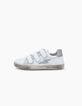 Girls’ off-white Velcro leather trainers with studs-2