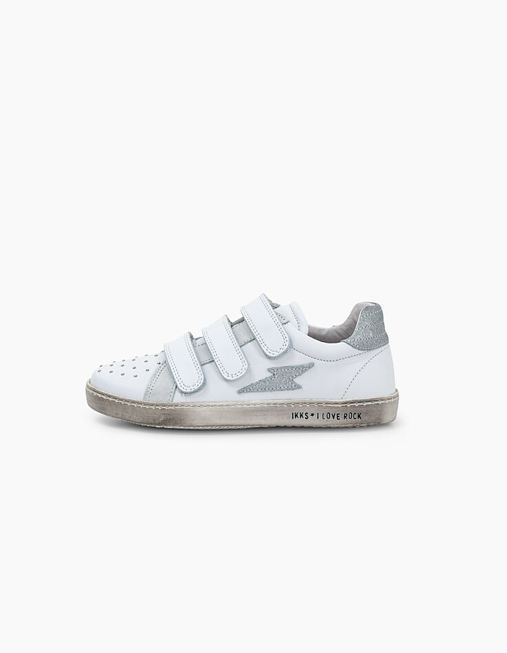 Girls’ off-white Velcro leather trainers with studs-2 Girls’ off-white Velcro leather trainers with studs-2