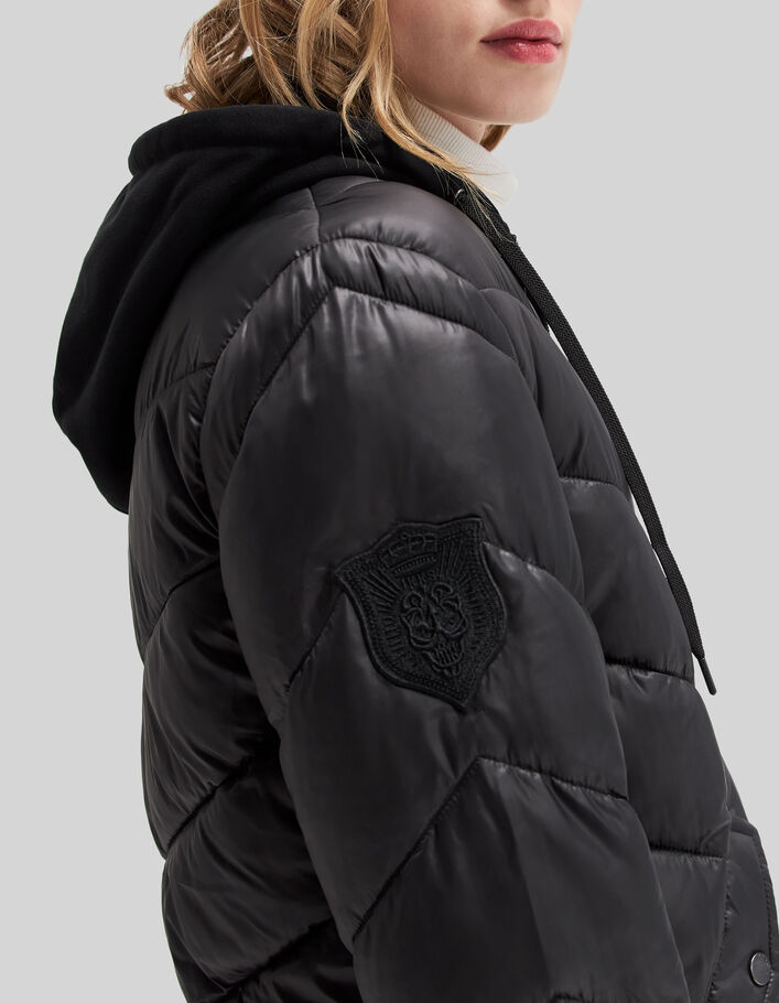 Women’s long light padded jacket+sweatshirt fabric hood - IKKS