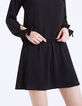 Vestido manga larga de crepé negro -5