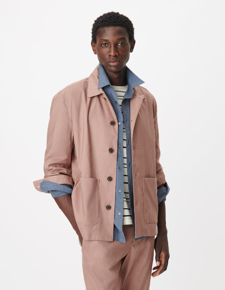 Veste de costume rose lin m&eacute;lang&eacute; Homme-1