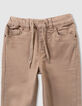Boys’ beige loose jeans with elasticated waist-2