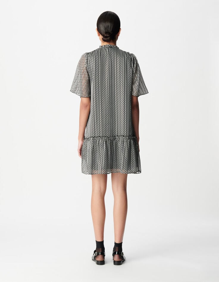 Tweekleurige zwarte jurk met grafische print Dames-2