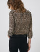 Women’s arabesque print Victorian high neck loose blouse-3