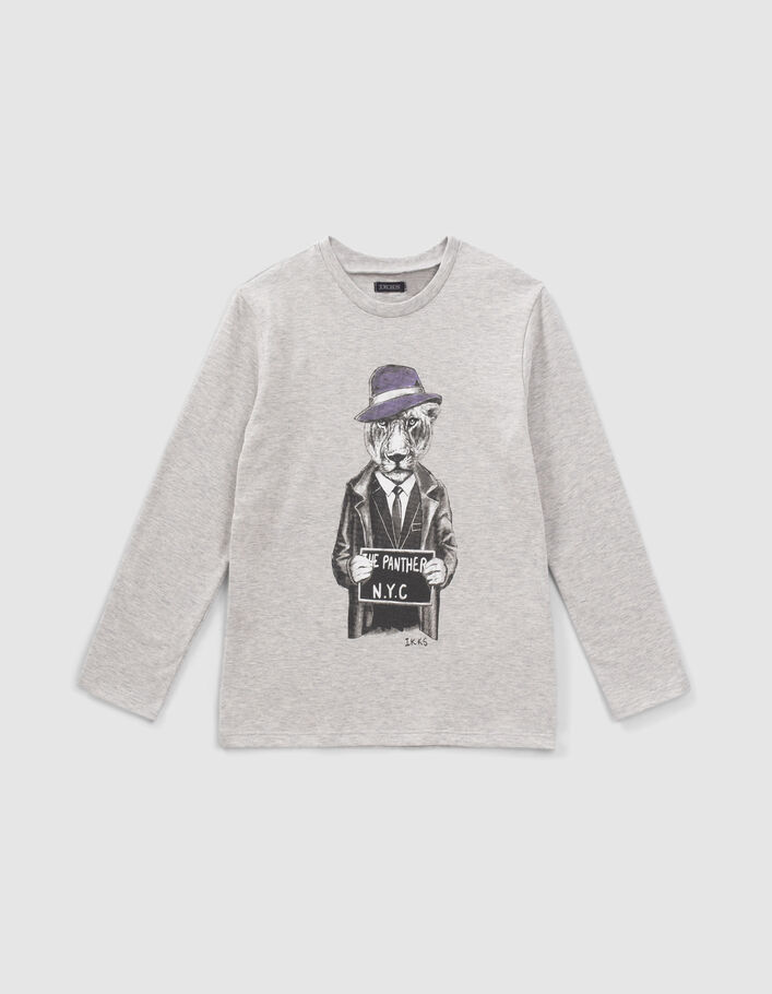 Camiseta gris pantera gánster niño-2