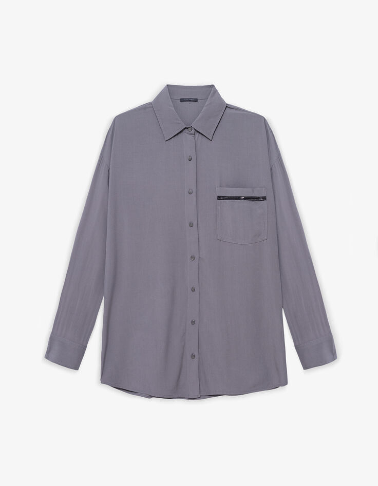 Chemise gris moyen oversize détail bijoux Femme-6