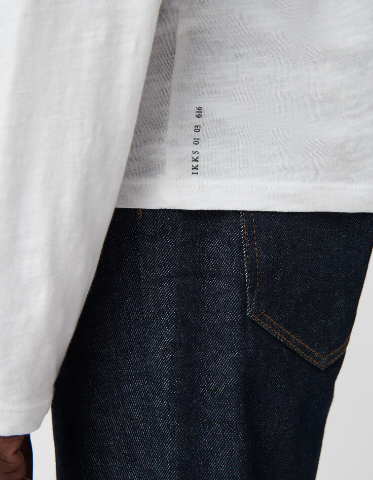 Wit T-shirt De Essential ronde hals lange mouwen Heren-5