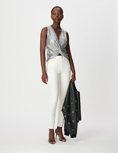 7/8 hohe Taille wei&szlig;e schmale Jeans Nina Damen - IKKS