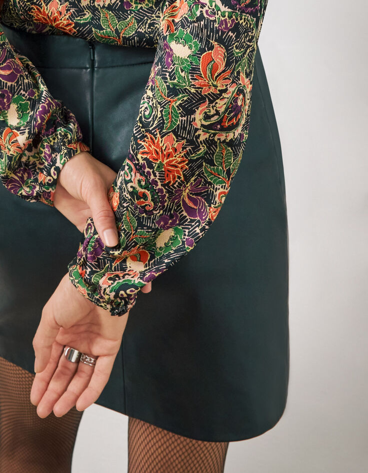 Blouse loose imprimé floral col lavallière femme-3