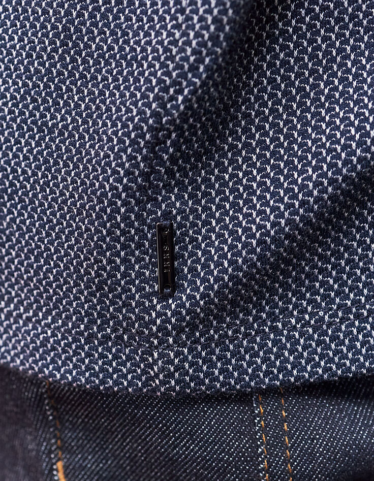 Tee-shirt bleu foncé jacquard faux-uni Homme-4 Tee-shirt bleu foncé jacquard faux-uni Homme-4
