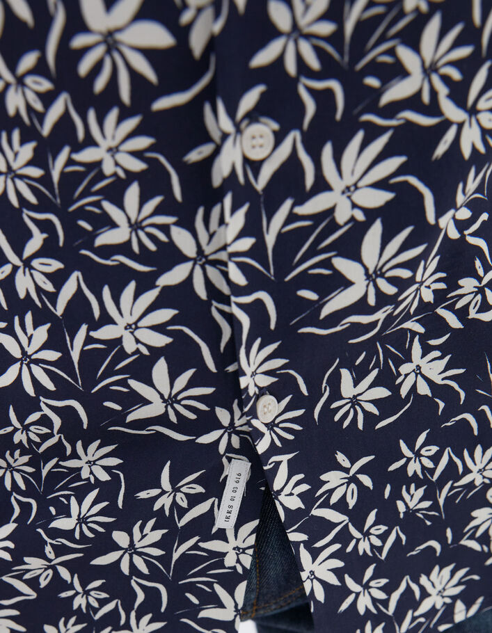 Marine vloeiend SLIM hemd bloemenprint Heren - IKKS