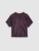 Tee-shirt manches courtes bordeaux paillet&eacute; Femme-5