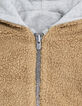 Cardigan réversible molleton gris sherpa camel bébé garçon-3