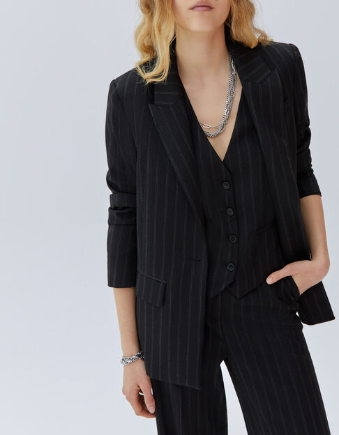 Women's large black striped tennis jacket - IKKS