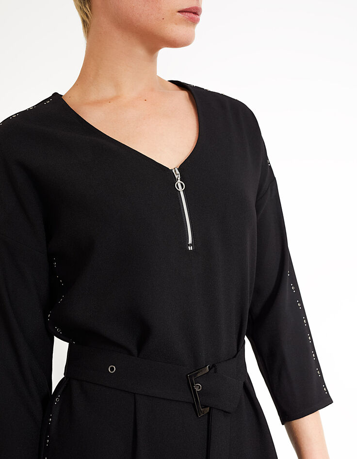 Robe noire ceinturée à studs I.Code-5
