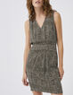 Robe kaki imprimé ethnique avec taille croisée Femme-1