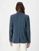 Women's navy blue satin suit jacket-4