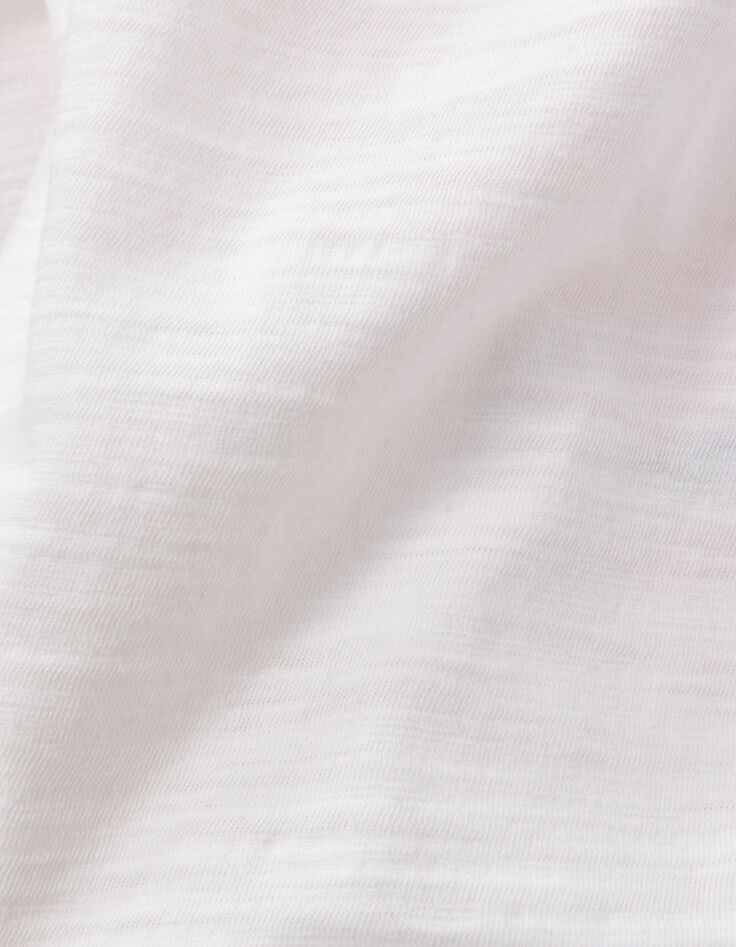 Girls’ white organic cotton T-shirt, neon pink bird image-7