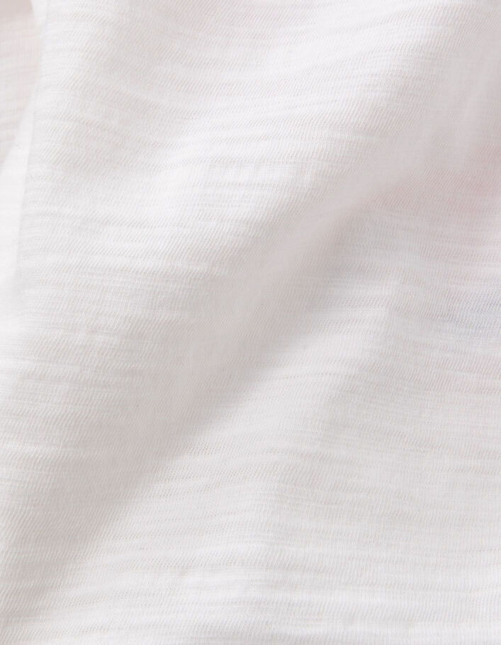 Girls’ white organic cotton T-shirt, neon pink bird image