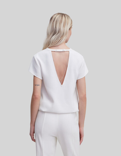 Women’s off-white recycled top with necklace on back - IKKS