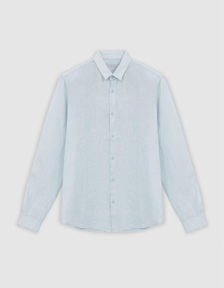 Himmelblaues Herrenhemd im SLIM-Fit, Leinen-6