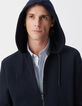 Cardigan marine reliefé à capuche Homme-5