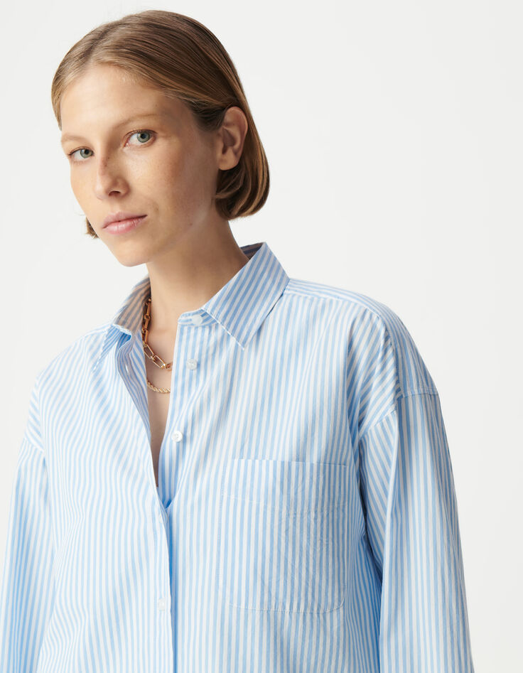 Chemise à rayures bleues coton bio oversize Femme-5