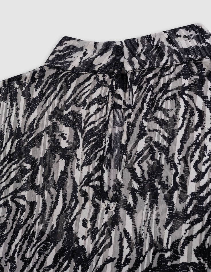 Women's ivory zebra lurex print blouse-3