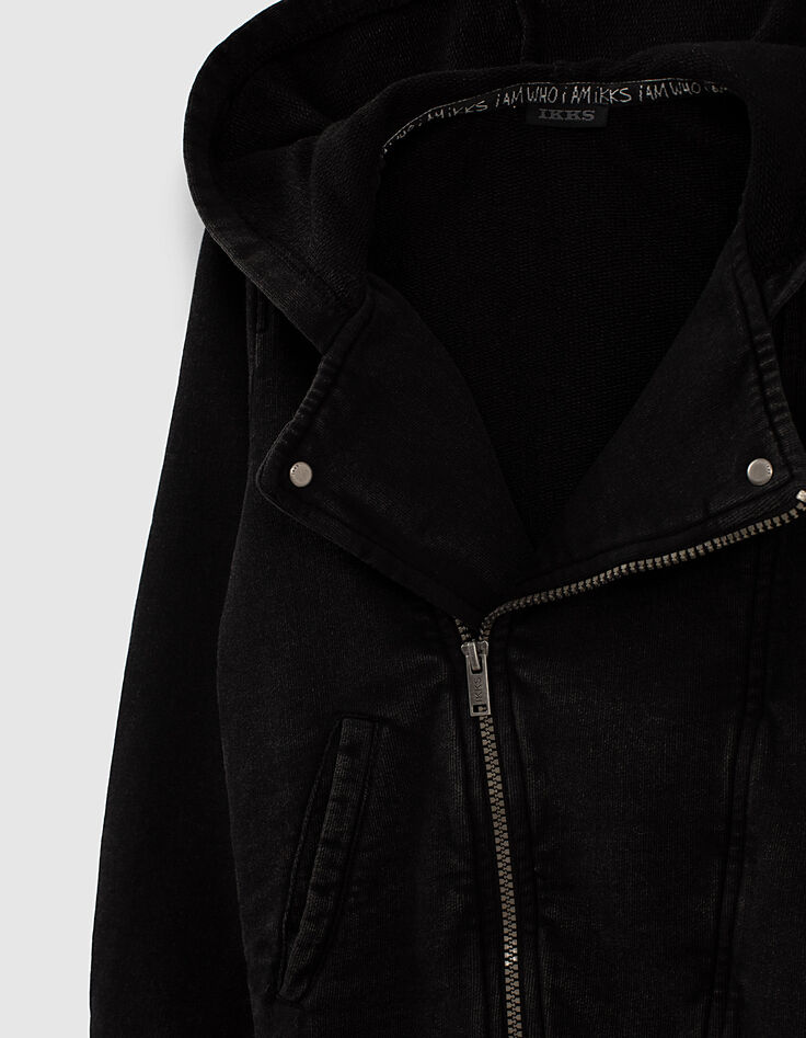 Schwarze Jungen-Bikerjacke aus Molleton -2 Schwarze Jungen-Bikerjacke aus Molleton -2