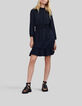 Geüpcyclede marineblauwe jurk met elastische taille Dames-1