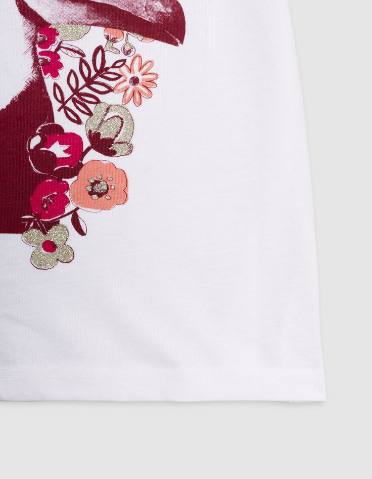 Camiseta blanca algodón tucán flores niña-4