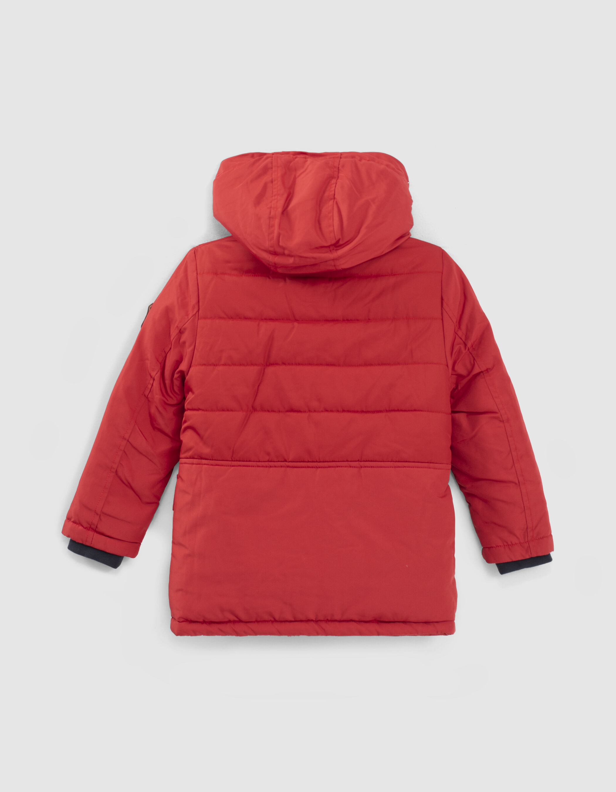 Boys medium red parka with fur lined hood