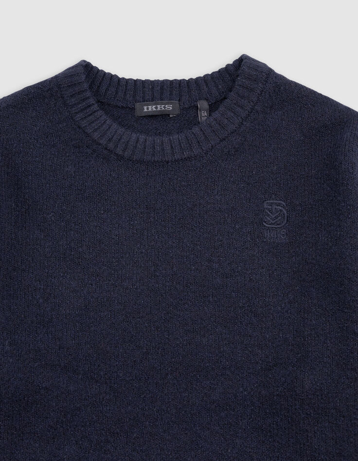 Boy's fluffy knit navy sweater-2 Boy's fluffy knit navy sweater-2