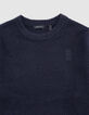 Boy's fluffy knit navy sweater-2 Boy's fluffy knit navy sweater-2