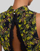 Robe longue noire recycl&eacute;e imprim&eacute; l&eacute;o floral Femme-4