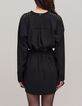 Robe noire dentelle guipure aux manches Femme-3