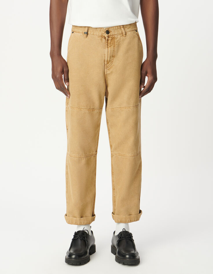 Beige canvas broek timmermansstijl Heren-2