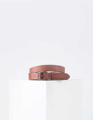 Men’s cognac leather belt with coated buckle - IKKS