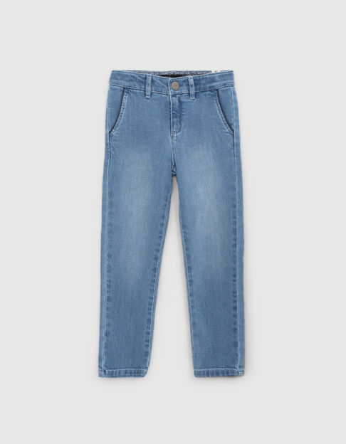 Boys’ blue STRAIGHT jeans with piped pockets - IKKS