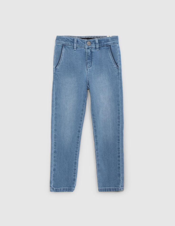 Boys’ blue STRAIGHT jeans with piped pockets-1