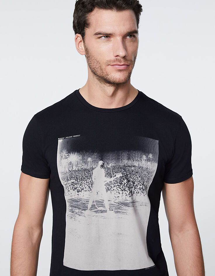 Tee-shirt noir avec visuel concert rock Homme-4