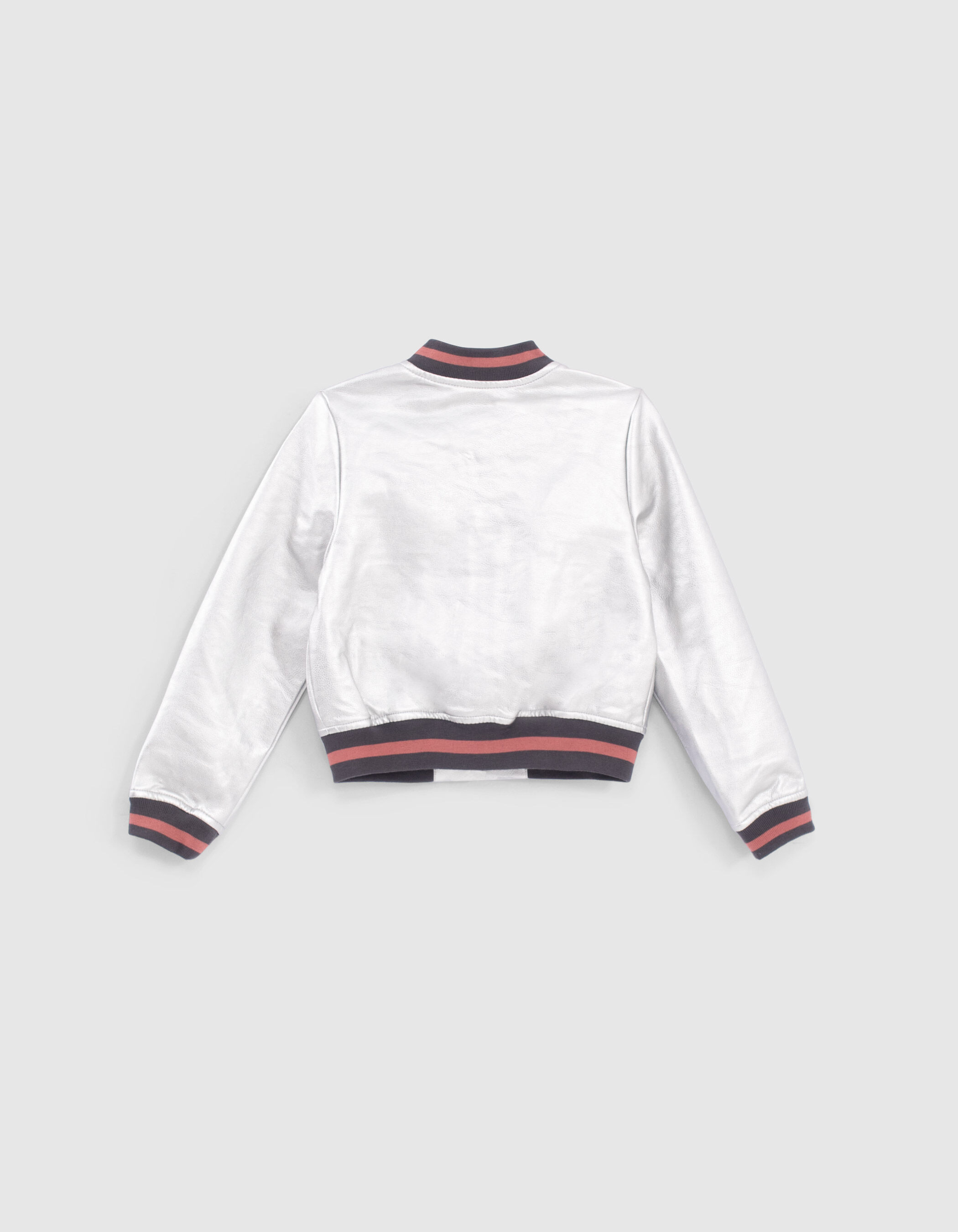 Bomber argent badges et bords c tes ray s fille