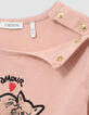 Roze t-shirt biologisch katoen geborduurd babymeisje-7