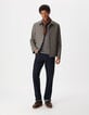 Veste de costume marron motif pied-de-puce Homme-1