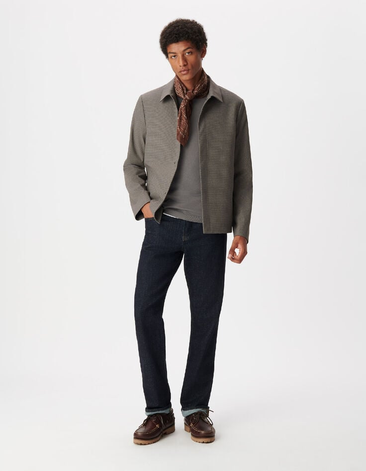 Veste de costume marron motif pied-de-puce Homme-1