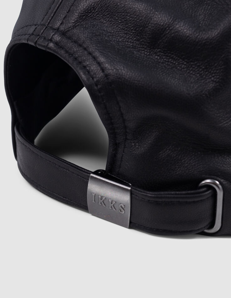 Gorra de mujer de piel lisa negra-3
