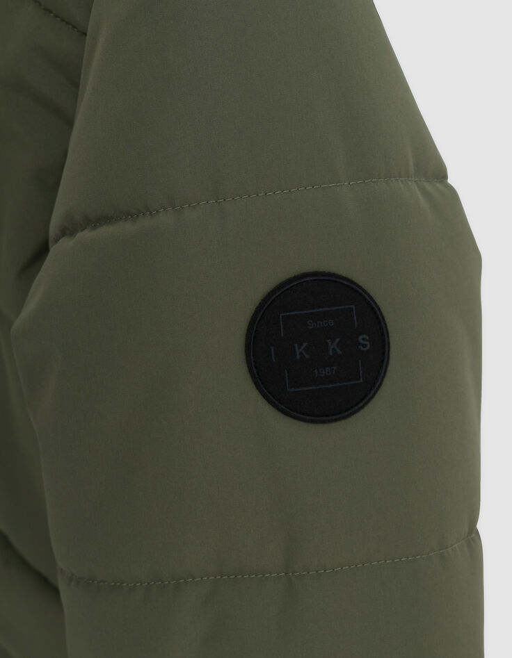 Lange khakifarbene gesteppte Daunenjacke für Jungen-7