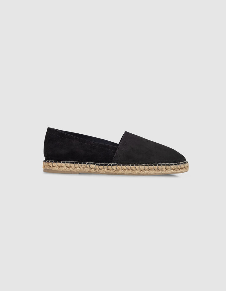 Espadrilles noires cuir velours Homme-1 Espadrilles noires cuir velours Homme-1